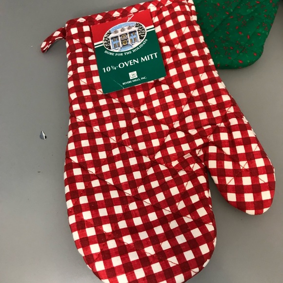 Vintage NOS 4 pc Christmas kitchen bake oven mitten gloves bundle - Picture 8 of 11